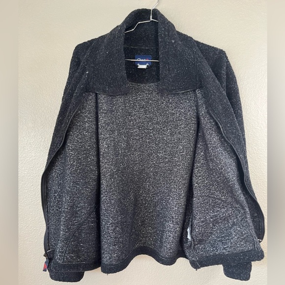 Vintage Catalina Fleece Zip Up Jacket Mens Size L/XL Black with white speckling - Picture 4 of 11
